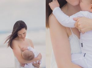 alaptarea la san, femeie care alapteaza, mama si bebelus, mama, bebelus, mama cu copil pe plaja